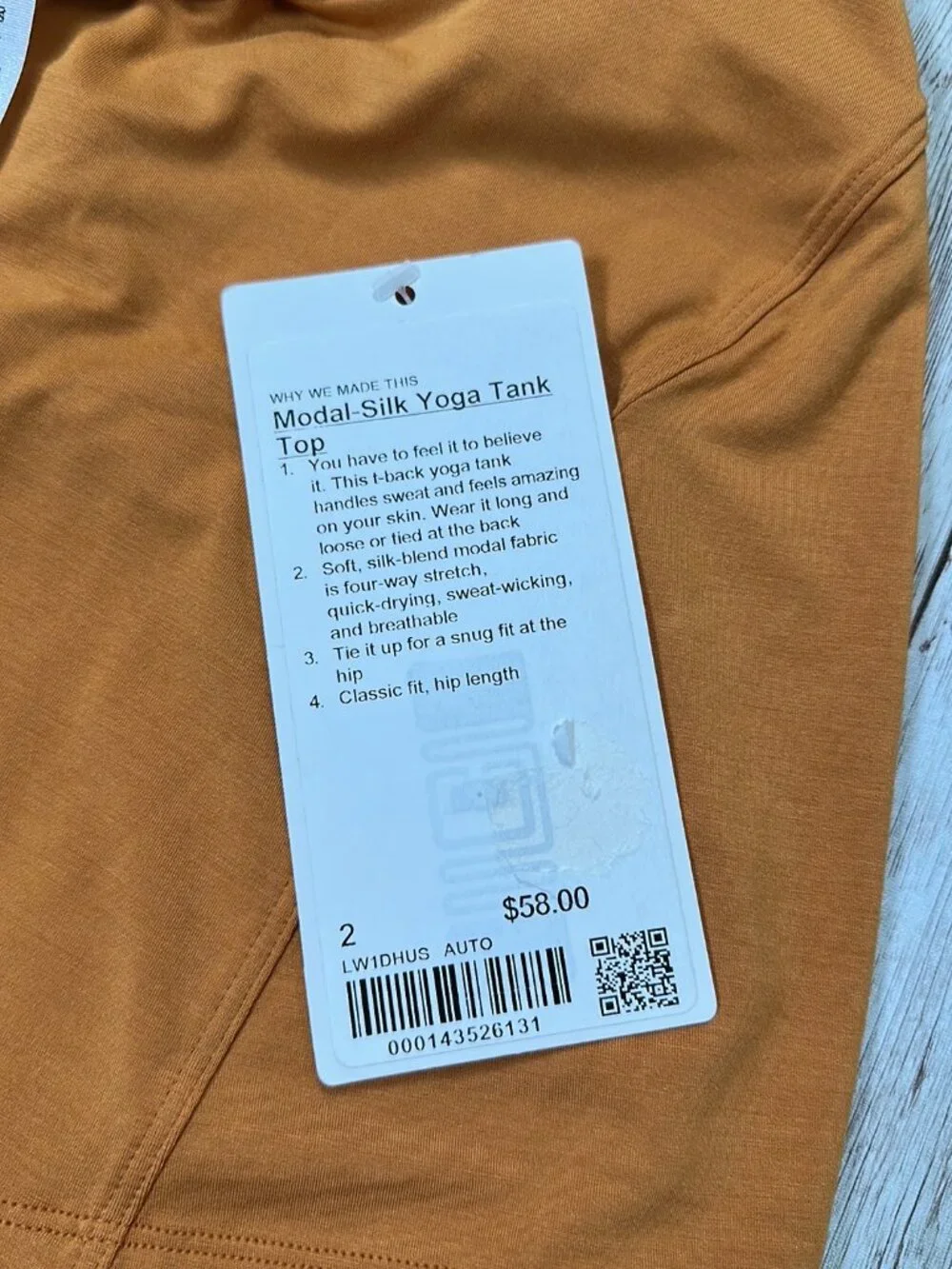 Lululemon Modal Silk Yoga Tank Top sz 2 Autumn Orange Tie T-Back Strappy